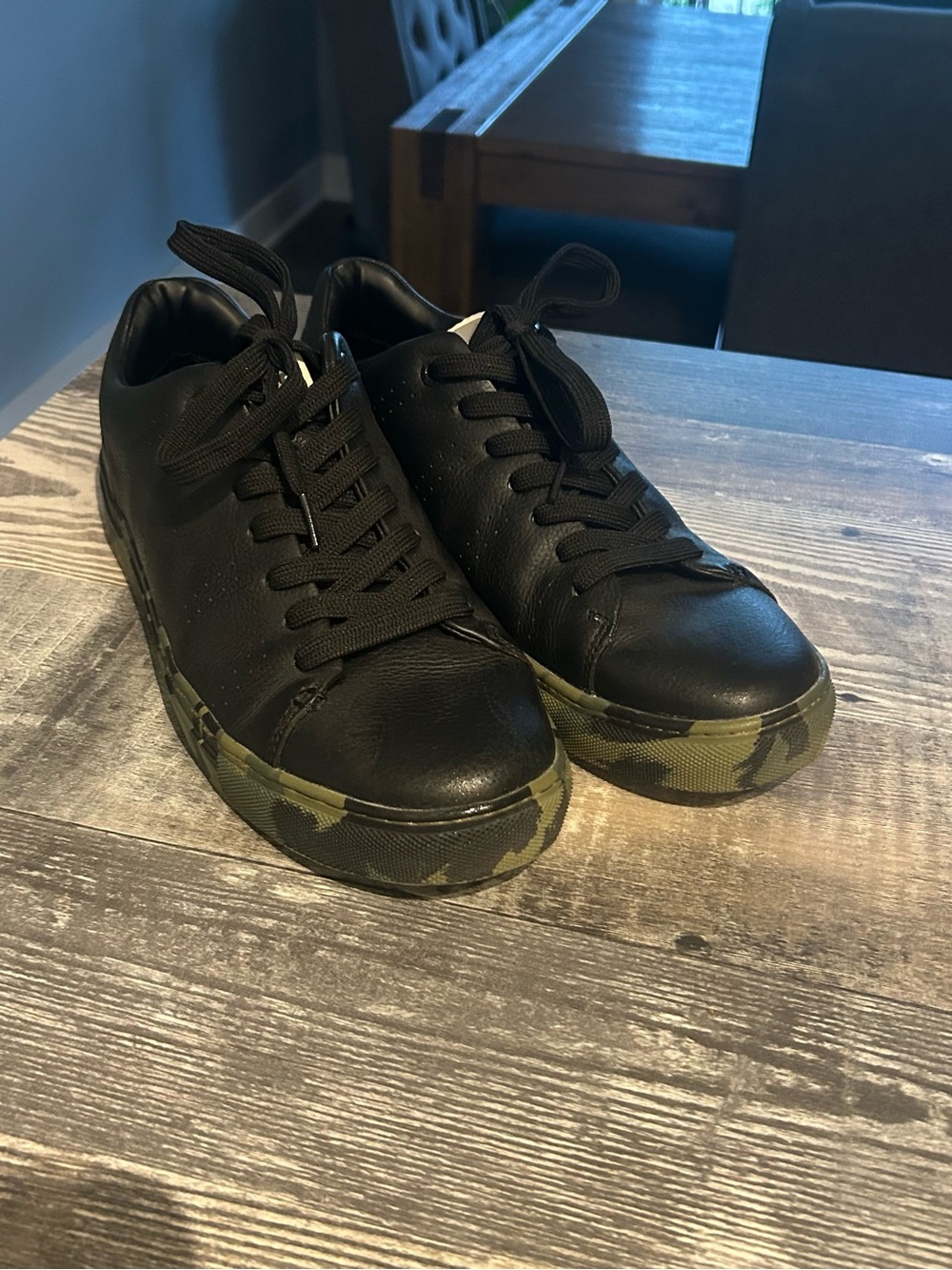 Levi's Black Sneakers with Green Camo Sole